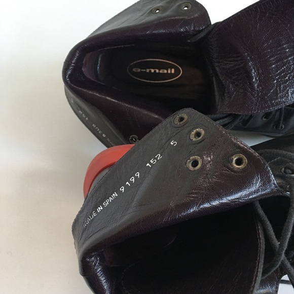 E-mail Women US 7 UK 5 Black Leather Lace-Up Boots - Picture 12 of 12